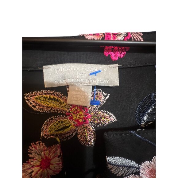 Hilary Radley For Katherine Barclay Womens Large Floral Embroidered Blouse With - Picture 4 of 5